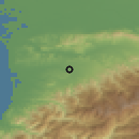 Shaded relief of the 53 km around Ozurgeti, drawn from the GMTED2010 grid