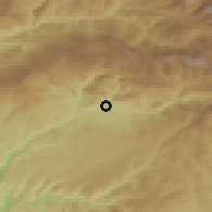 Shaded relief of the 52 km around Sachkhere, drawn from the GMTED2010 grid