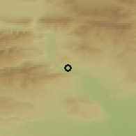 Shaded relief of the 53 km around Samgori, drawn from the GMTED2010 grid