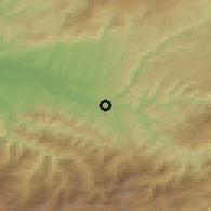 Shaded relief of the 53 km around Shorapani, drawn from the GMTED2010 grid