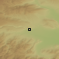 Shaded relief of the 53 km around Tamarisi, drawn from the GMTED2010 grid