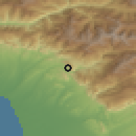 Shaded relief of the 52 km around Tkvarcheli, drawn from the GMTED2010 grid