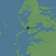 Shaded relief of the 48 km around Bremerhaven, drawn from the GMTED2010 grid