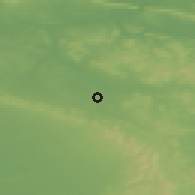 Shaded relief of the 49 km around Lage, drawn from the GMTED2010 grid