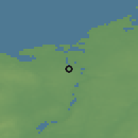 Shaded relief of the 48 km around Rostock, drawn from the GMTED2010 grid