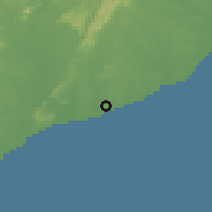 Shaded relief of the 60 km around Accra, drawn from the GMTED2010 grid