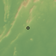 Shaded relief of the 60 km around Ho, drawn from the GMTED2010 grid