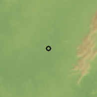 Shaded relief of the 60 km around Kade, drawn from the GMTED2010 grid