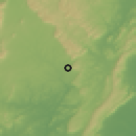 Shaded relief of the 60 km around Koforidua, drawn from the GMTED2010 grid
