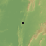 Shaded relief of the 60 km around Kpandu, drawn from the GMTED2010 grid