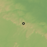 Shaded relief of the 60 km around Agogo, drawn from the GMTED2010 grid