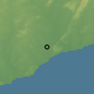 Shaded relief of the 60 km around Oduponkpehe, drawn from the GMTED2010 grid