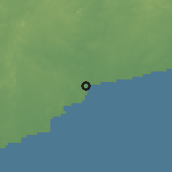 Shaded relief of the 60 km around Shama, drawn from the GMTED2010 grid