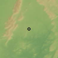 Shaded relief of the 60 km around Suhum, drawn from the GMTED2010 grid