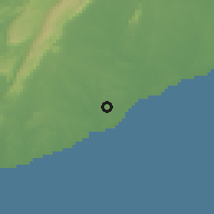 Shaded relief of the 60 km around Tema, drawn from the GMTED2010 grid