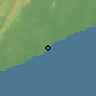 Shaded relief of the 60 km around Tema New Town, drawn from the GMTED2010 grid