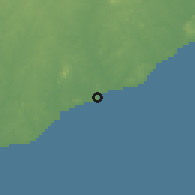 Shaded relief of the 60 km around Winneba, drawn from the GMTED2010 grid