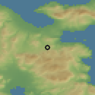 Shaded relief of the 54 km around Athíkia, drawn from the GMTED2010 grid