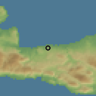 Shaded relief of the 55 km around Atsipópoulon, drawn from the GMTED2010 grid