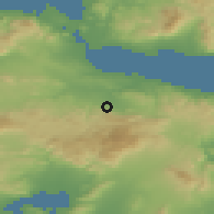 Shaded relief of the 54 km around Aulón, drawn from the GMTED2010 grid