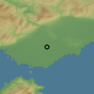 Shaded relief of the 53 km around Ávaton, drawn from the GMTED2010 grid