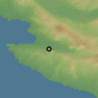 Shaded relief of the 53 km around Ayía Paraskeví, drawn from the GMTED2010 grid