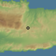 Shaded relief of the 55 km around Ayía Varvára, drawn from the GMTED2010 grid