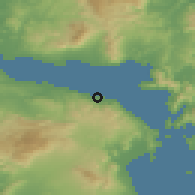 Shaded relief of the 54 km around Áyioi Apóstoloi, drawn from the GMTED2010 grid