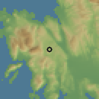 Shaded relief of the 54 km around Áyios Nikólaos, drawn from the GMTED2010 grid