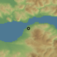 Shaded relief of the 54 km around Áyios Vasílios, drawn from the GMTED2010 grid