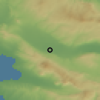Shaded relief of the 53 km around Áyios Vasílios, drawn from the GMTED2010 grid