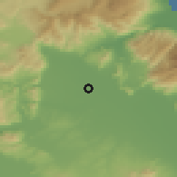 Shaded relief of the 53 km around Dasokhórion, drawn from the GMTED2010 grid