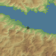 Shaded relief of the 54 km around Diakoptón, drawn from the GMTED2010 grid