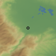 Shaded relief of the 53 km around Diavatós, drawn from the GMTED2010 grid
