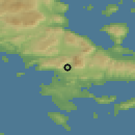 Shaded relief of the 54 km around Dídima, drawn from the GMTED2010 grid