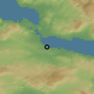 Shaded relief of the 54 km around Dílesi, drawn from the GMTED2010 grid