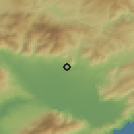 Shaded relief of the 53 km around Dráma, drawn from the GMTED2010 grid