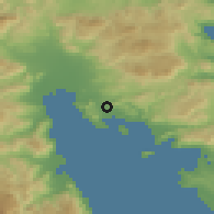 Shaded relief of the 54 km around Drépanon, drawn from the GMTED2010 grid