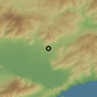 Shaded relief of the 53 km around Adrianí, drawn from the GMTED2010 grid