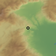 Shaded relief of the 53 km around Édessa, drawn from the GMTED2010 grid