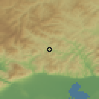 Shaded relief of the 53 km around Ekhínos, drawn from the GMTED2010 grid