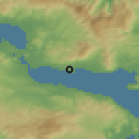 Shaded relief of the 54 km around Erétria, drawn from the GMTED2010 grid