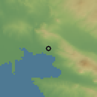 Shaded relief of the 53 km around Eúosmon, drawn from the GMTED2010 grid