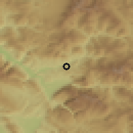 Shaded relief of the 53 km around Exokhí, drawn from the GMTED2010 grid