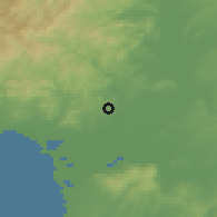 Shaded relief of the 53 km around Férai, drawn from the GMTED2010 grid