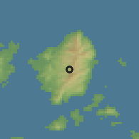 Shaded relief of the 54 km around Filótion, drawn from the GMTED2010 grid