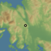 Shaded relief of the 54 km around Fitíai, drawn from the GMTED2010 grid