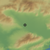 Shaded relief of the 53 km around Fotolívos, drawn from the GMTED2010 grid