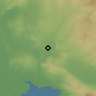 Shaded relief of the 53 km around Gallikós, drawn from the GMTED2010 grid