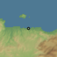 Shaded relief of the 55 km around Goúrnai, drawn from the GMTED2010 grid